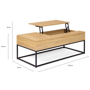 IDMarket - Tavolino rettangolare di design industriale DETROIT con 2 piani sollevabili