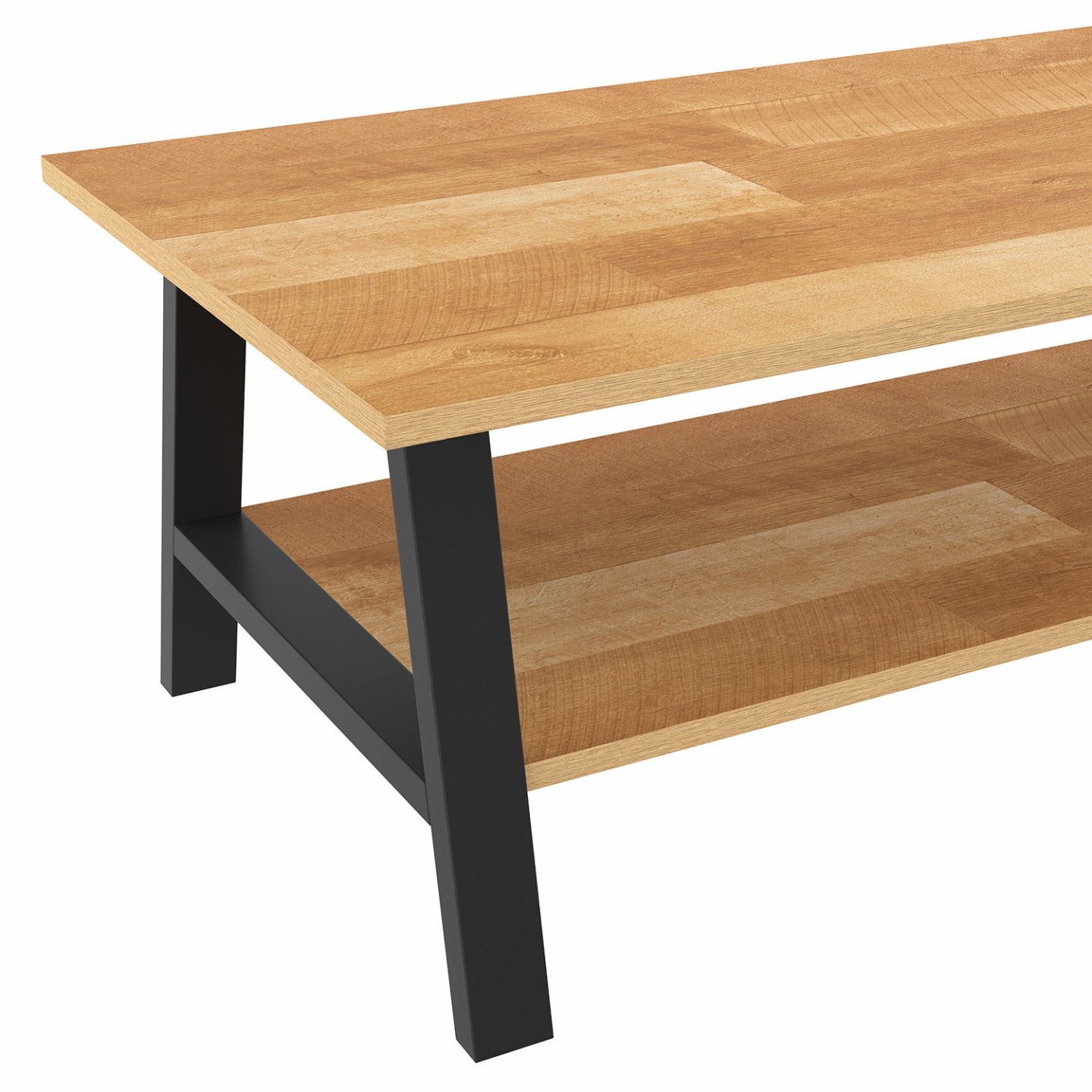 IDMarket - Tavolino rettangolare MADELEINE 100 cm doppio piano legno e nero