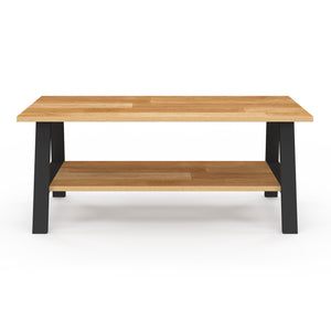 IDMarket - Tavolino rettangolare MADELEINE 100 cm doppio piano legno e nero