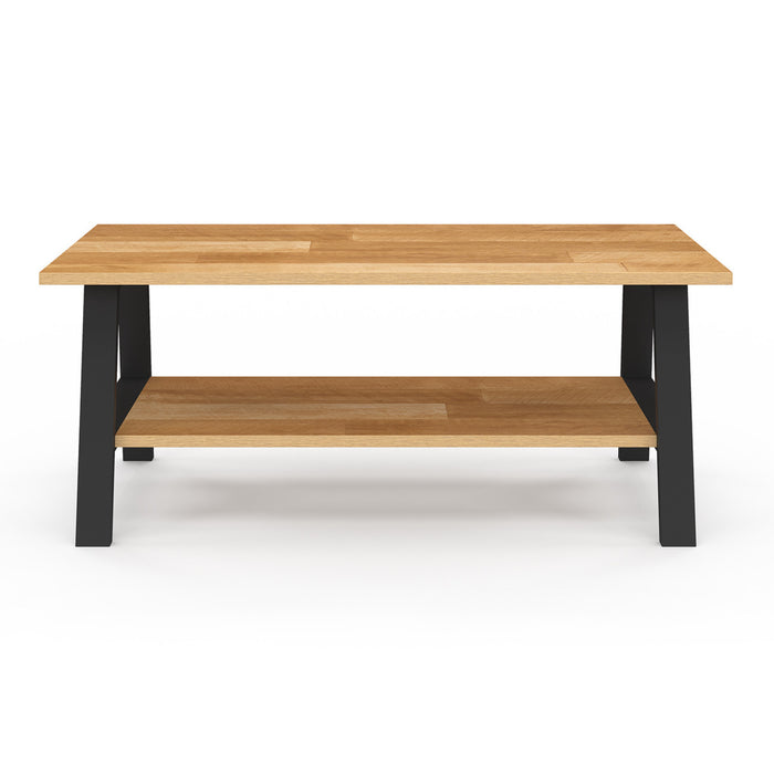 IDMarket - Tavolino rettangolare MADELEINE 100 cm doppio piano legno e nero