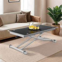 IDMarket - Tavolino rettangolare URBANA con piano in vetro temperato e base cromata