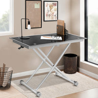 IDMarket - Tavolino rettangolare URBANA con piano in vetro temperato e base cromata