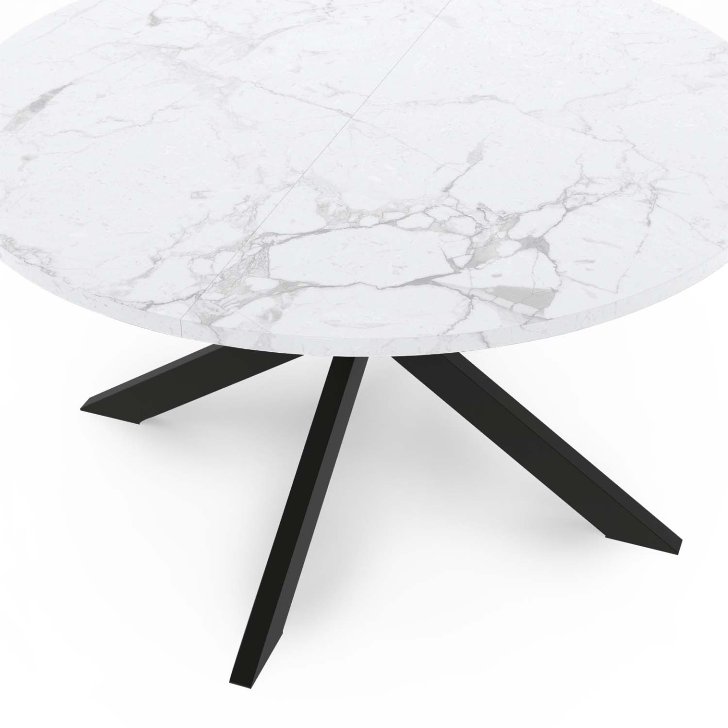 IDMarket - Tavolino rotondo ALASKA da 70 cm con piano in marmo bianco e gamba a ragno in metallo nero