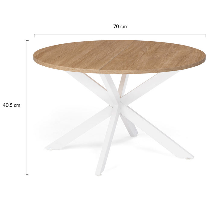 IDMarket - Tavolino rotondo ALIX con gamba a ragno, 70 cm, legno e bianco