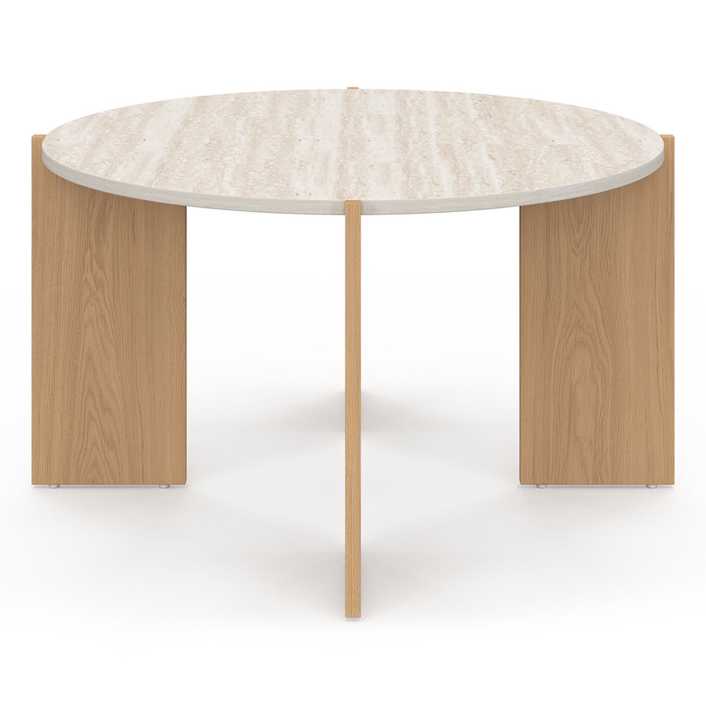 IDMarket - Tavolino rotondo ARMONIA 73 cm effetto travertino