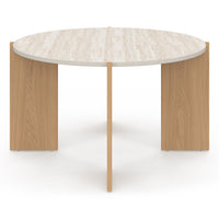 IDMarket - Tavolino rotondo ARMONIA 73 cm effetto travertino