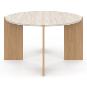 IDMarket - Tavolino rotondo ARMONIA 73 cm effetto travertino