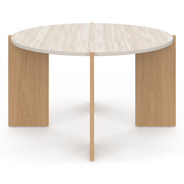 IDMarket - Tavolino rotondo ARMONIA 73 cm effetto travertino