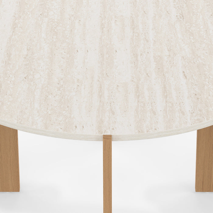 IDMarket - Tavolino rotondo ARMONIA 73 cm effetto travertino