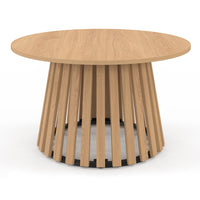 IDMarket - Tavolino rotondo CARMEN 70 cm con gambe a doghe in legno e piano in legno