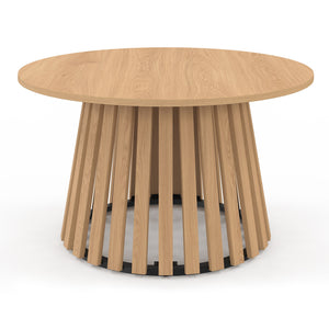 IDMarket - Tavolino rotondo CARMEN 70 cm con gambe a doghe in legno e piano in legno