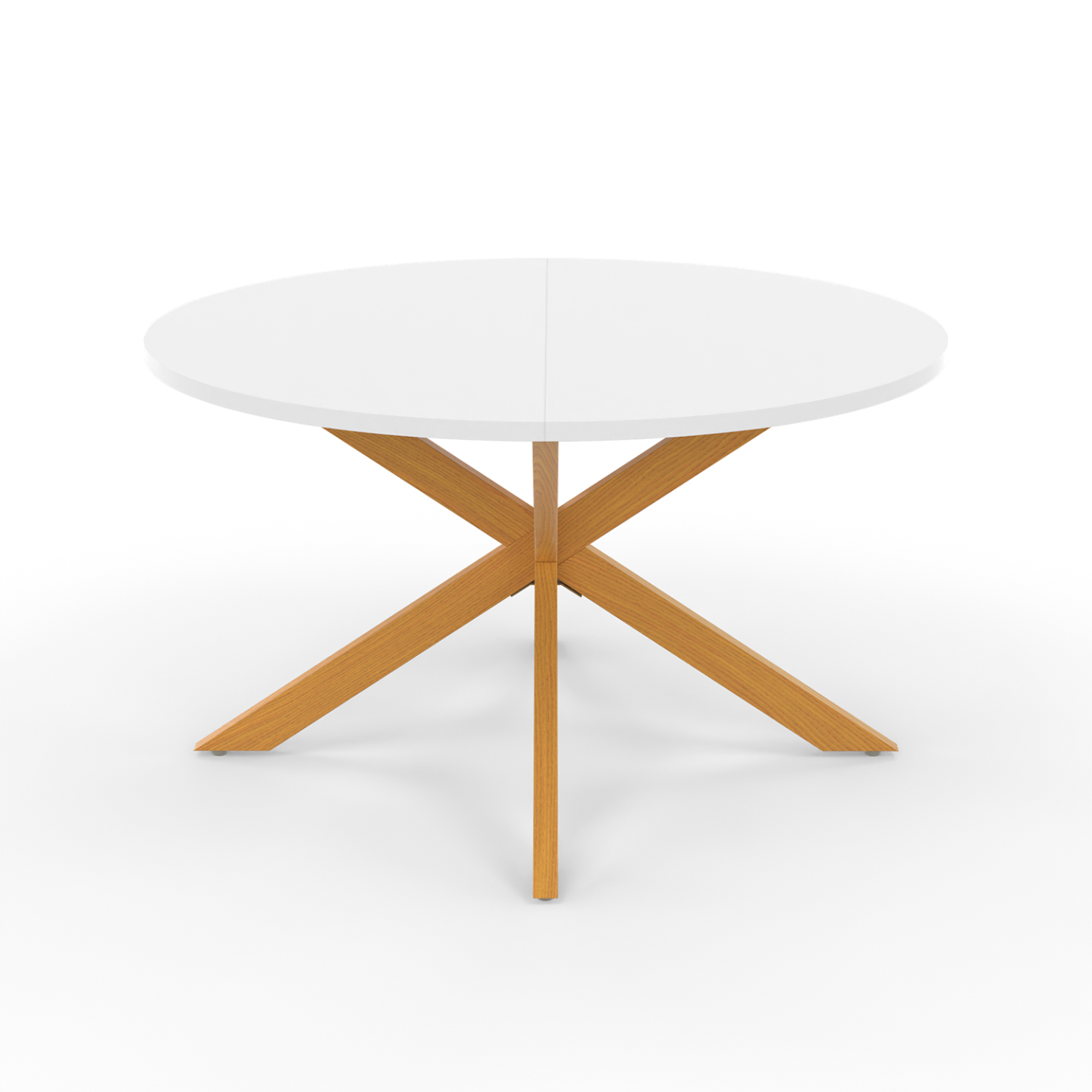 IDMarket - Tavolino rotondo GISELE, 70 cm, gamba a ragno, piano bianco e gamba effetto legno