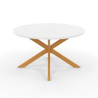 IDMarket - Tavolino rotondo GISELE, 70 cm, gamba a ragno, piano bianco e gamba effetto legno