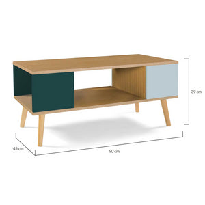 IDMarket - Tavolino scandinavo rettangolare in legno ALIZE, verde chiaro e scuro
