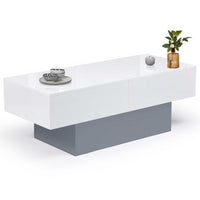 IDMarket - Tavolino scorrevole MARTA in legno grigio e piano bianco