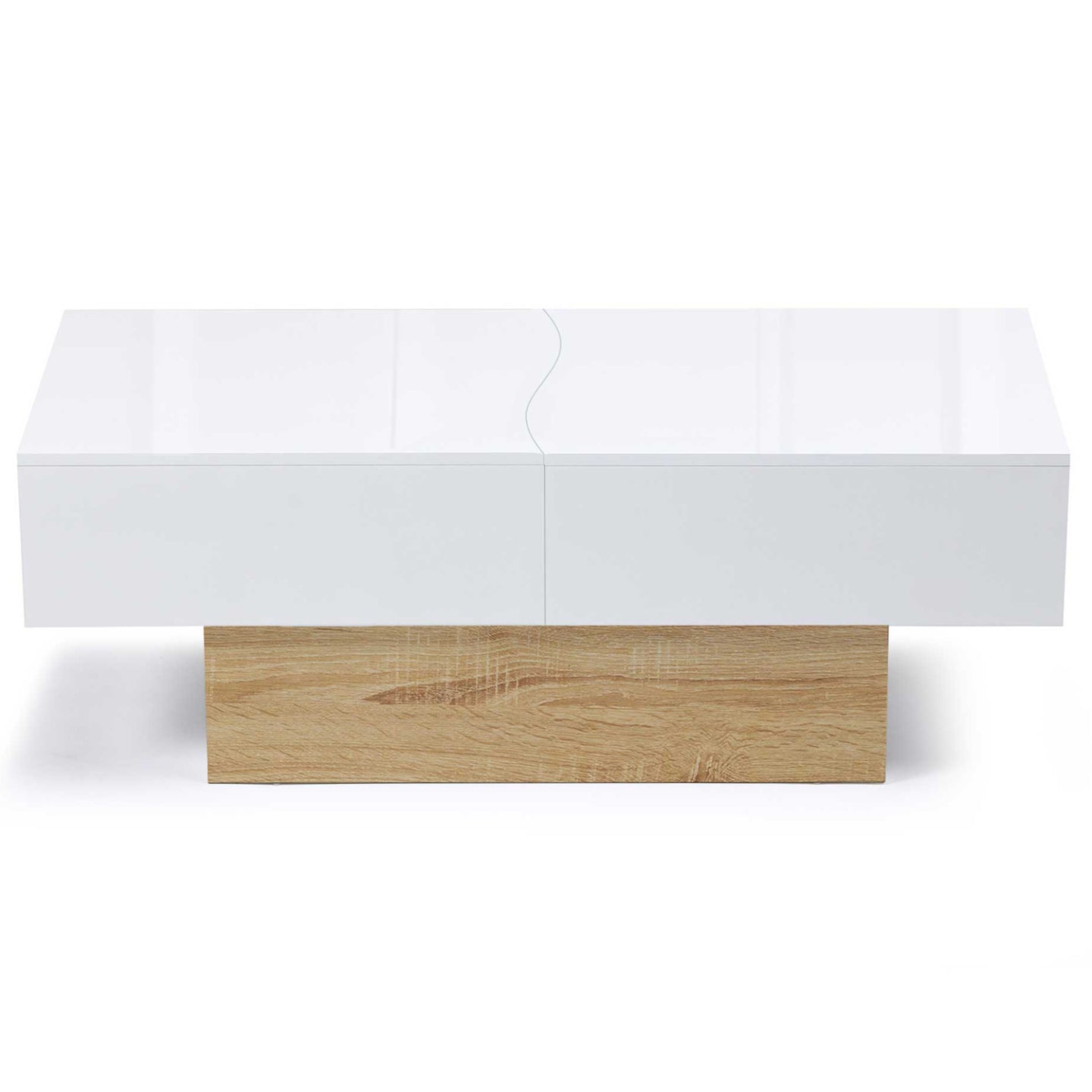 IDMarket - Tavolino scorrevole MARTA in legno imitazione faggio e bianco