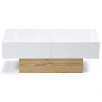 IDMarket - Tavolino scorrevole MARTA in legno imitazione faggio e bianco