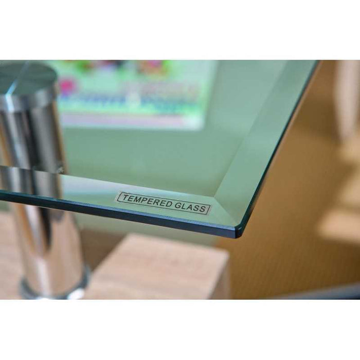 Tavolino vetro e mdf Inter Link finitura rovere dim.100x60x45h