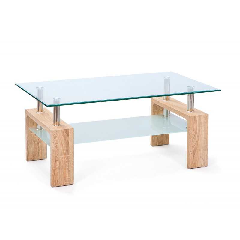 Tavolino vetro e mdf Inter Link finitura rovere dim.100x60x45h