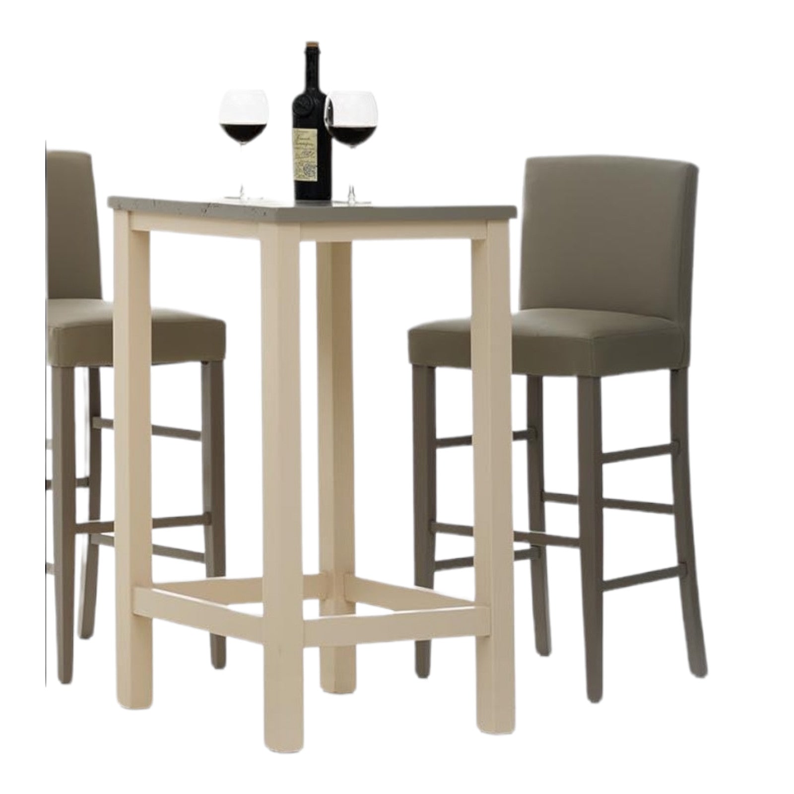 Tavolino bar in abete laccato avorio con piano laccato grigio misura l.55 p.55 h.105