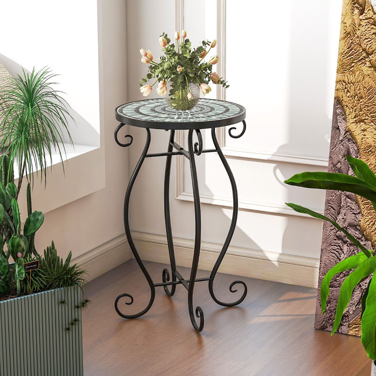 Tavolino da esterno con piano d'appoggio in ceramica resistente agli agenti atmosferici, Supporto piante Modello 1-Tavoli da esterno