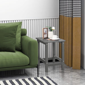 Tavolino da esterno in HDPE resistente alle intemperie, Tavolino adirondack quadrato per patio Grigio-Tavoli da esterno