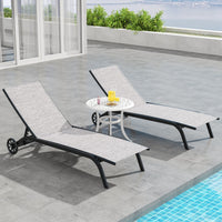 Tavolino da giardino da 60cm con piedini regolabili, Tavolino da esterno in alluminio pressofuso Bianco-Tavoli da esterno