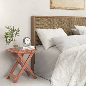 Tavolino laterale in legno con piano traforato e maniglia sollevabile, Tavolino da caff¨¨ pieghevole Naturale 46x45cm-Tavolini