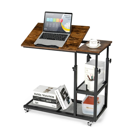 Tavolo regolabile in altezza con superficie inclinabile, Tavolino laterale a forma di C per computer Caff¨¨-Tavolini