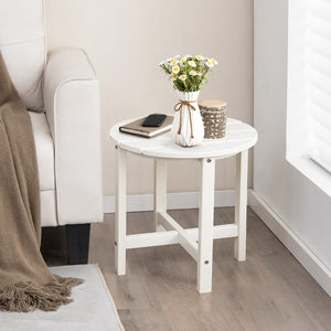 Tavolino rotondo da esterno per patio portico, Tavolo adirondack in HDPE resistente alle intemperie Bianco-Tavoli da esterno