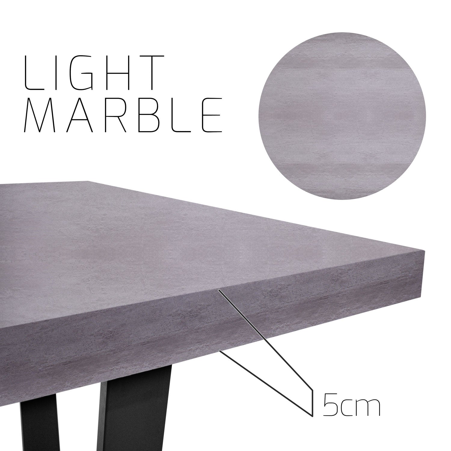 Afrodite - Ripiano per tavolo da pranzo 220x100x5 cm / Cemento