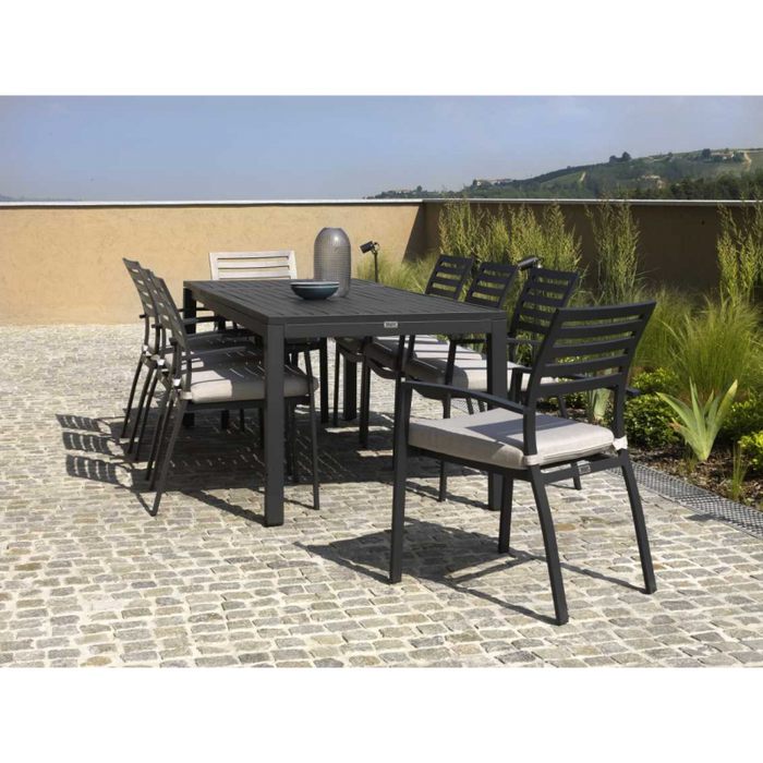 Tavolo alluminio boston allungabile antracite rettangolare cm 160/220x90h76