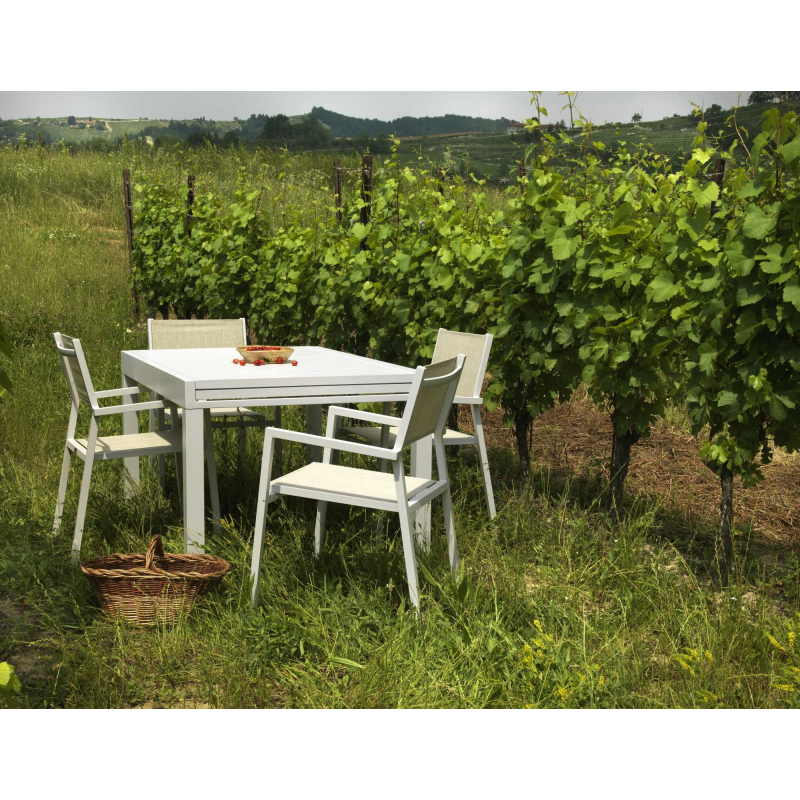 Tavolo alluminio Cleveland allungabile bianco cm125/250x75h75