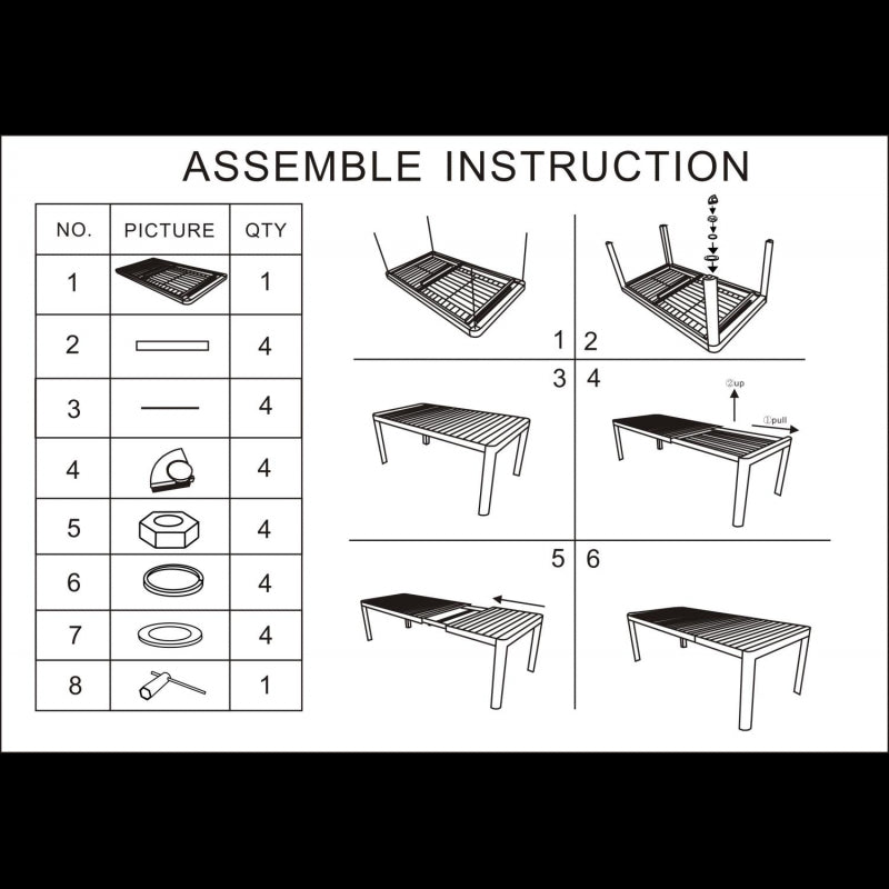 Tavolo alluminio cleveland bianco opacocm180/240x100 h75