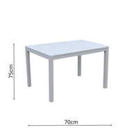 Tavolo alluminio sullivan bianco rettangolare cm 70x53h75