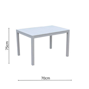 Tavolo alluminio sullivan bianco rettangolare cm 70x53h75