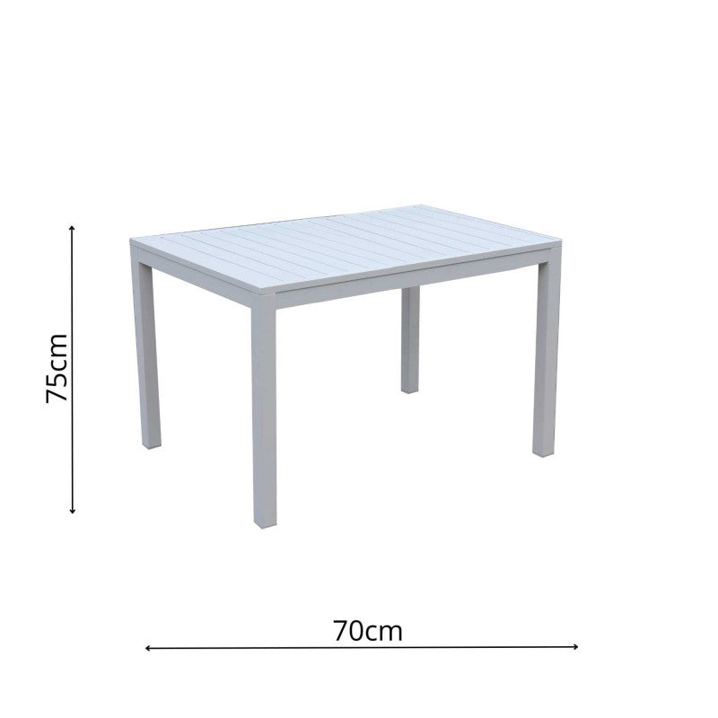 Tavolo alluminio sullivan bianco rettangolare cm 70x53h75