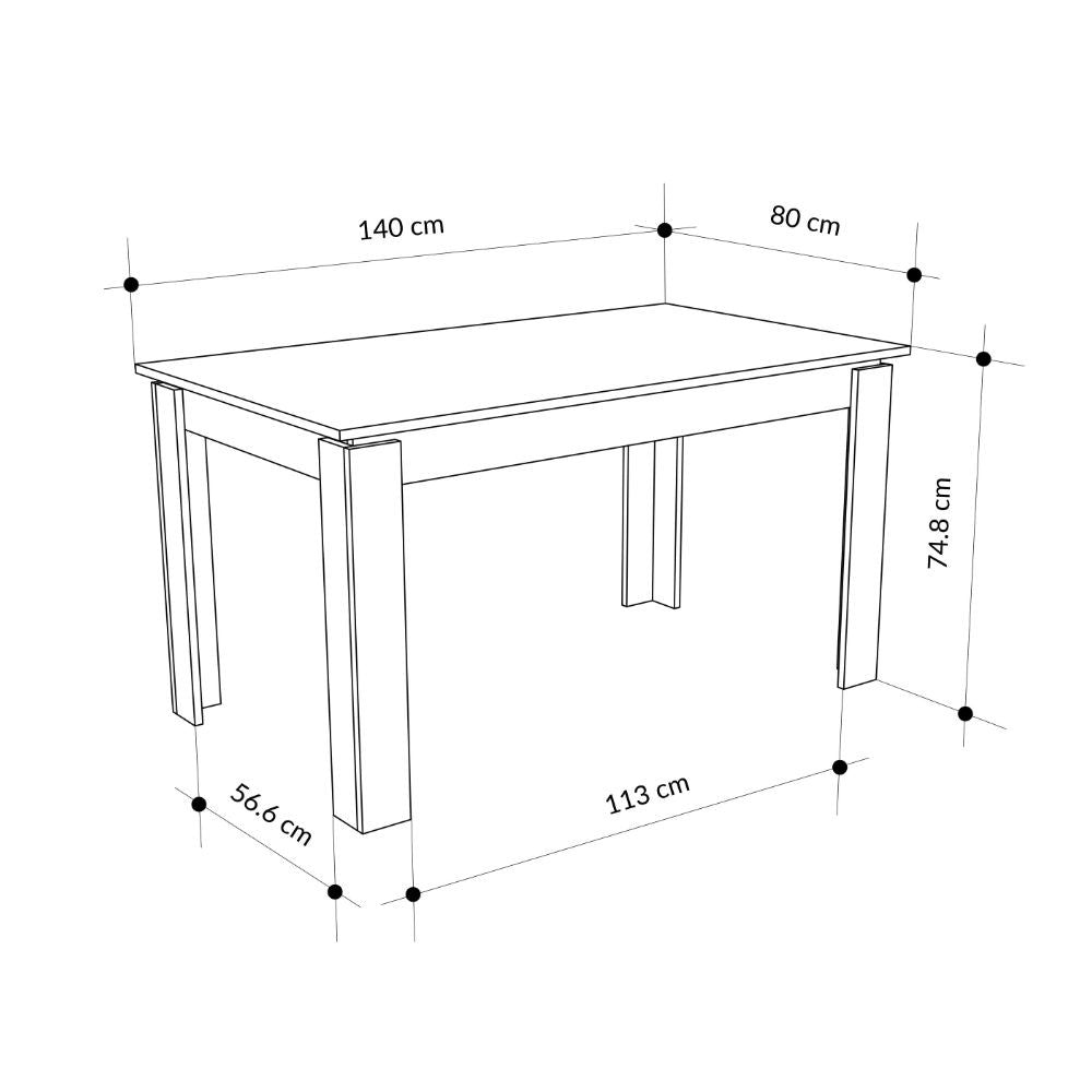 Tavolo allungabile Tolmen 140x80 cm colore cashmere