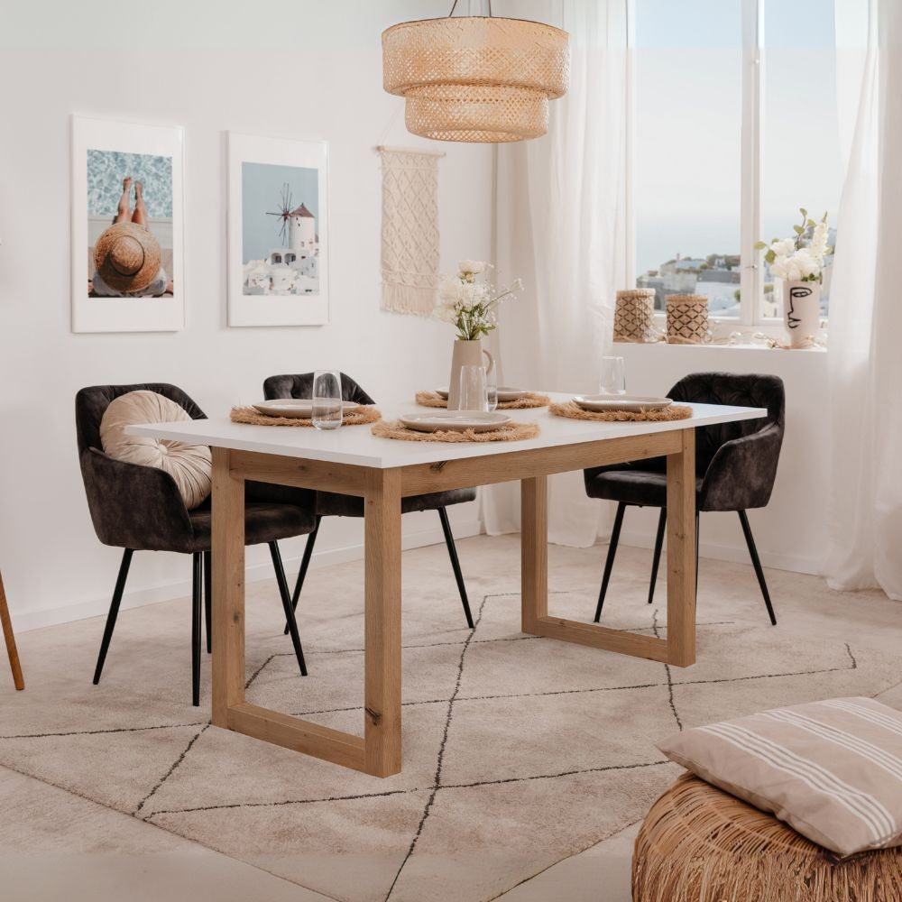 Tavolo allungabile New Denver50 160X90X75H colore bianco e rovere