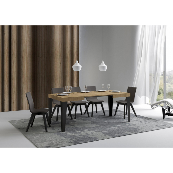 Tavolo allungabile 70x110/194 cm Flame telaio Antracite - Quercia Natura