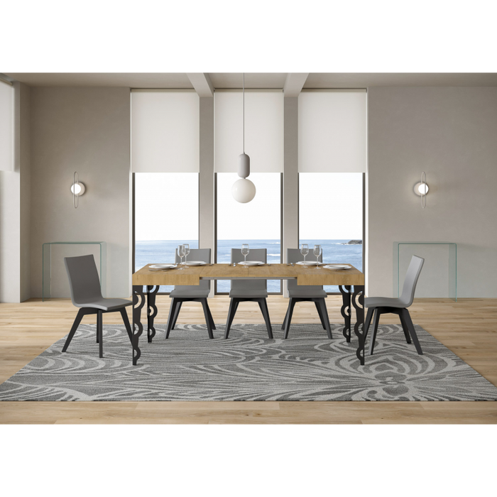 Tavolo allungabile 70x110/194 cm Karamay telaio Antracite - Quercia Natura