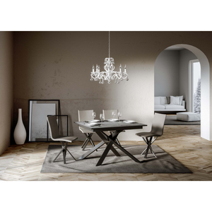 Tavolo allungabile 90x120/180 cm Ganty - bordo Antracite telaio Antracite - Cemento