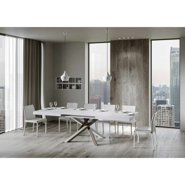 Tavolo allungabile 90x130/390 cm Volantis telaio gambe 4 colori (C) - Bianco Frassino