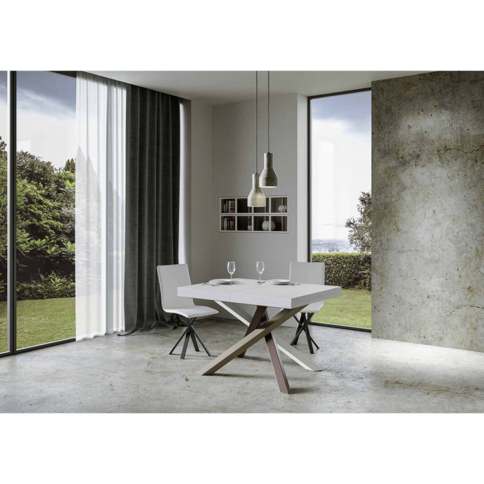 Tavolo allungabile 90x130/390 cm Volantis telaio gambe 4 colori (C) - Bianco Frassino