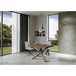 Tavolo allungabile 90x130/390 cm Volantis telaio gambe 4 colori (C) - Noce