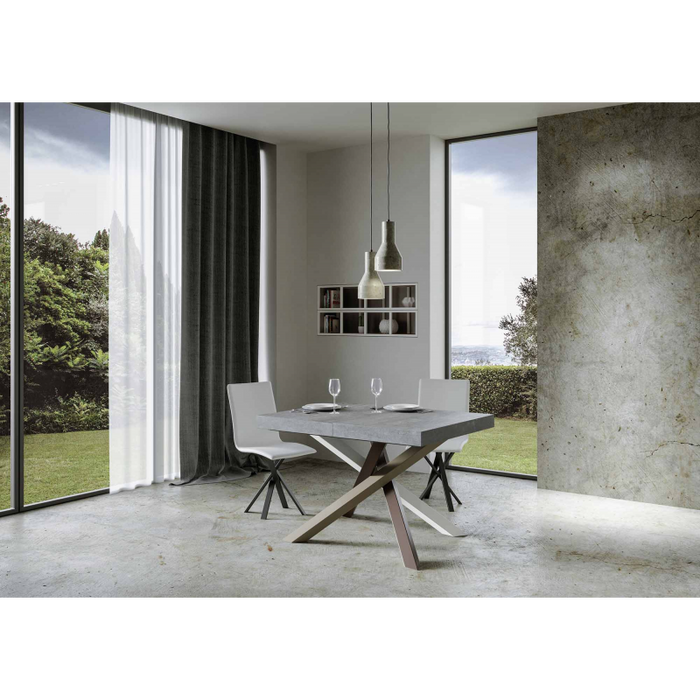 Tavolo allungabile 90x130/390 cm Volantis telaio gambe 4 colori (C) - Cemento