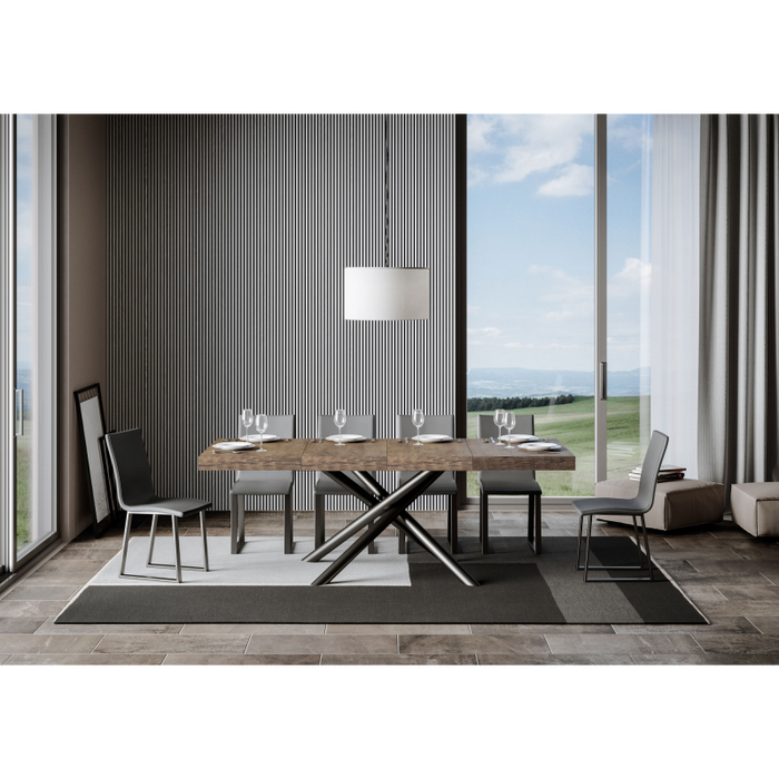 Tavolo allungabile 90x140/244 cm Famas Premium telaio Antracite - Noce