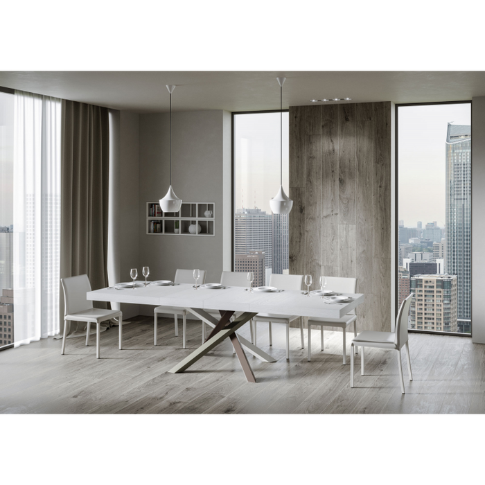 Tavolo allungabile 90x140/244 cm Volantis Premium telaio gambe 4 colori (C) - Bianco Frassino