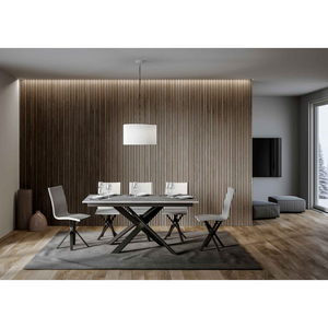 Tavolo allungabile 90x160/220 cm Ganty - bordo in tinta telaio Antracite - Cemento