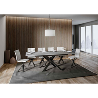 Tavolo allungabile 90x160/220 cm Ganty - bordo in tinta telaio Antracite - Cemento